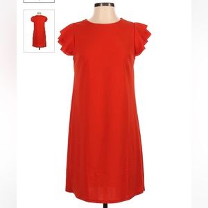 Ces Femme Red Shift Dress with Ruffles Medium